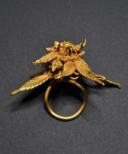 artisan botanical bud ring 24k gold