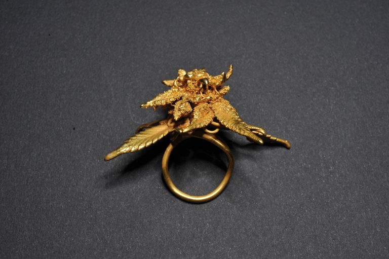 artisan botanical bud ring 24k gold