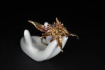 artisan botanical ring gem accents