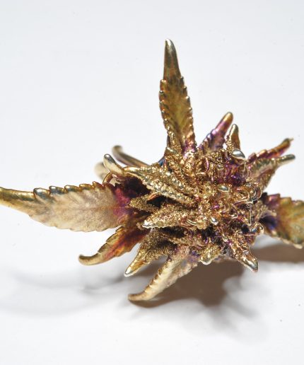 handmade botanical bud ring silver gold