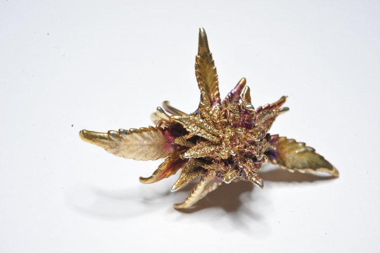 handmade botanical bud ring silver gold