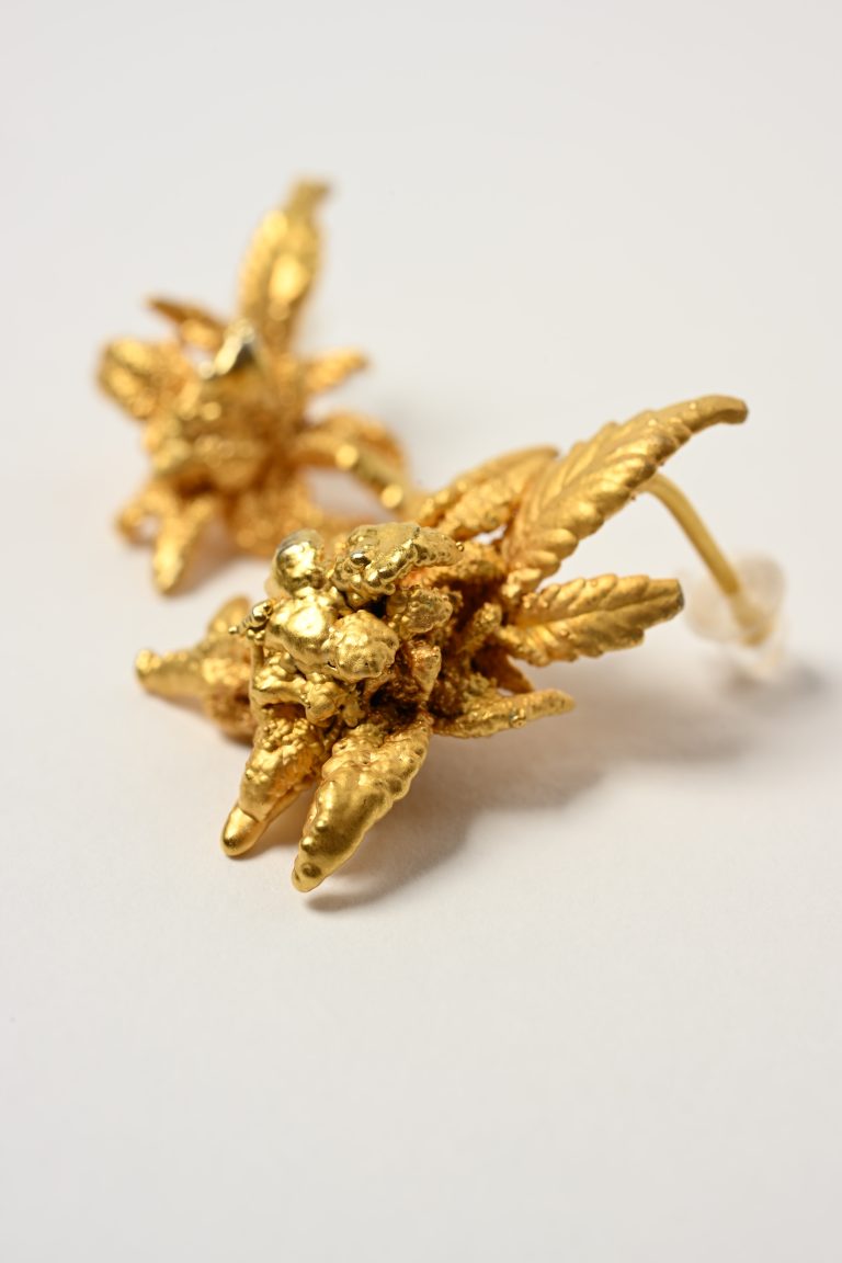 24k gold botanical bud earrings 420karat
