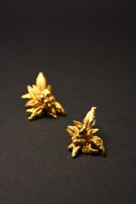 artisan botanical bud 24k gold earrings