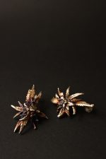 artisan botanical bud silver earrings