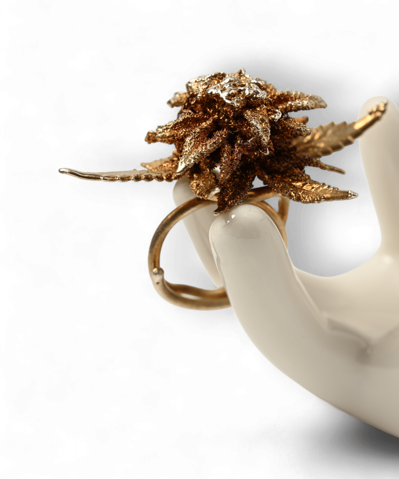 artisan botanical flower ring silver gemstones 420karat