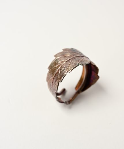artisan botanical leaf ring handcrafted
