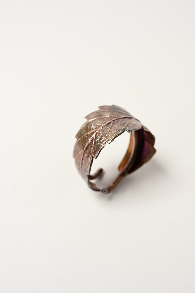 artisan botanical leaf ring handcrafted