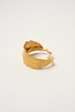 artisan gold ring botanical leaf