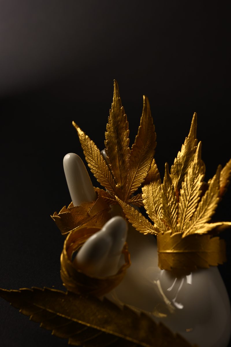botanical leaf art in metal