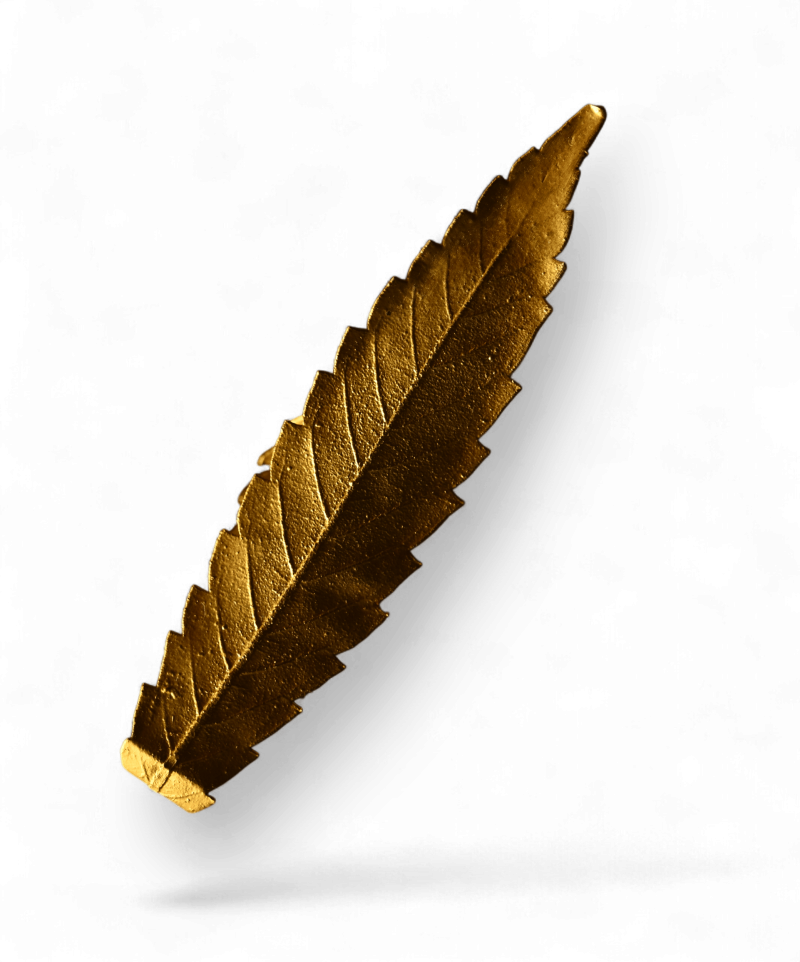 botanical leaf pendant 24kgold handmade 420karat