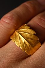 botanical leaf ring gold handcrafted