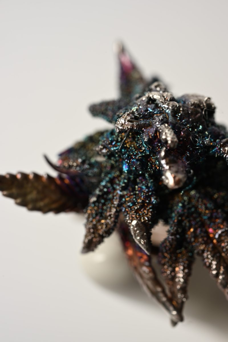 botanical leaf sculpted metal