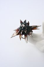flower ring botanical silver inlay