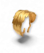 gold botanical leaf ring handmade 420karat