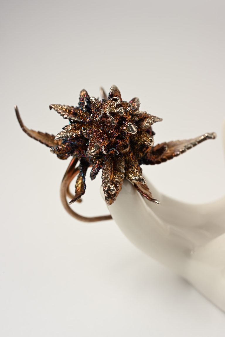 handcrafted botanical flower ring silver gemstone 420karat