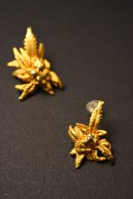 handmade botanical bud gold earrings