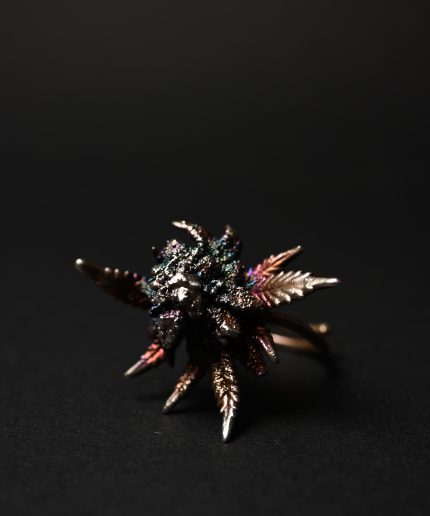 living bud ring botanical silver art piece