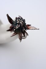 living bud ring silver embedded crystals