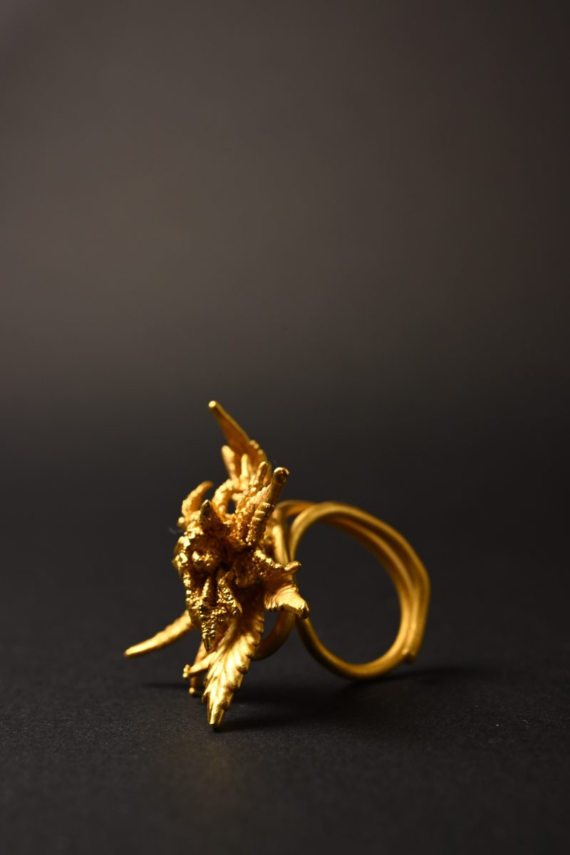 nature inspired botanical bud ring gold