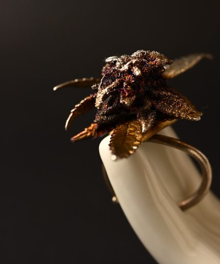 nature inspired botanical bud ring silver crystals 420karat