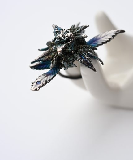 nature inspired botanical ring silver mineral