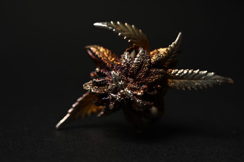real leaf transformed into metal